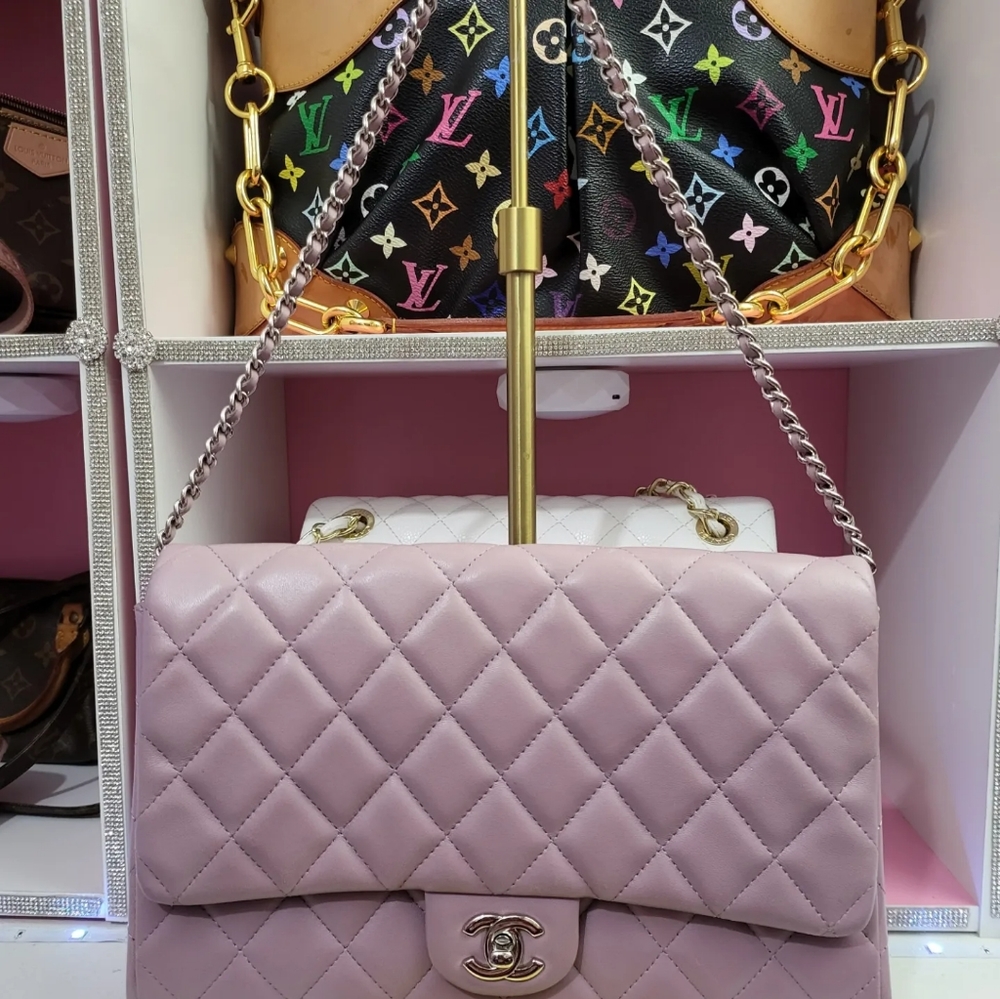 Chanel Matelasse Lambskin Single Flap Single Chain Bag Purple SilverMetal 17s